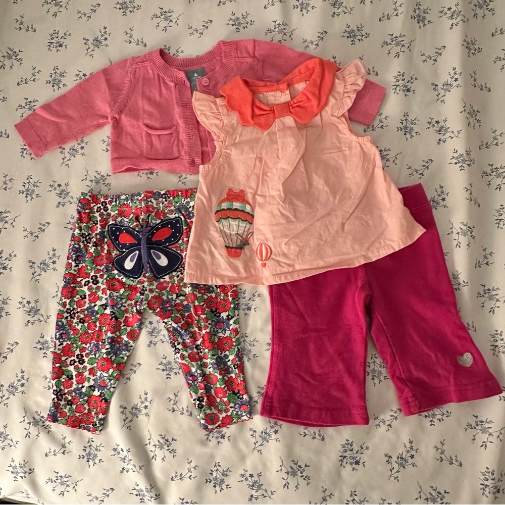 Pink and Floral Baby Outfit Set